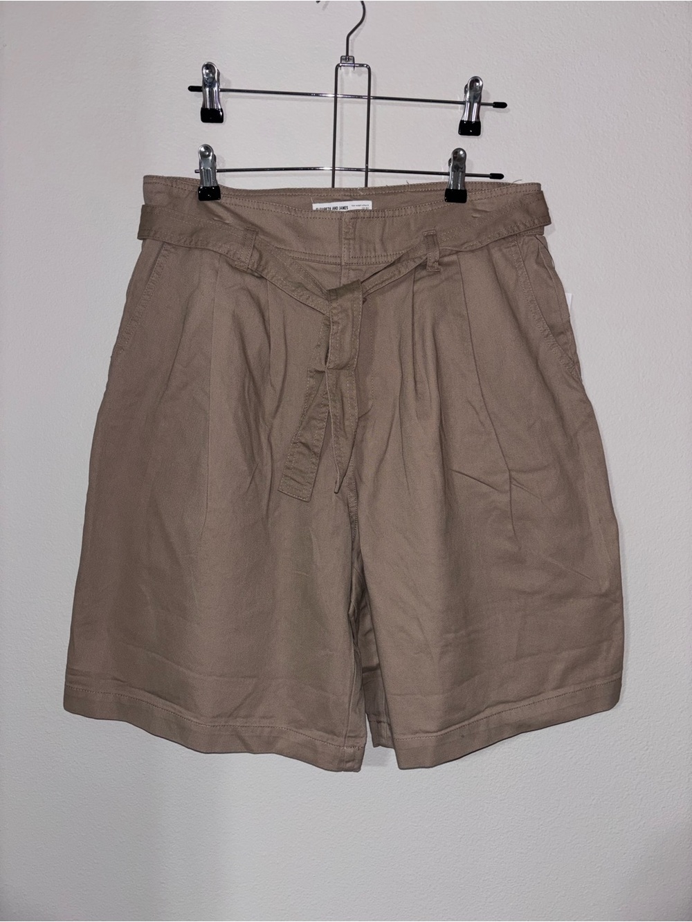 Elizabeth and James Tan Flat Front Paperbag Waist Shorts